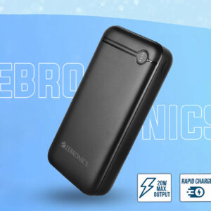 ZEBRONICS 20000 mAh 20 W Power Bank (Black, Lithium Polymer, Fast Charging for Mobile)