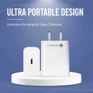 Portronics Adapto 25 Pro – 25W Fast Charging Mobile Charger with Type-C PD & Smart Protection